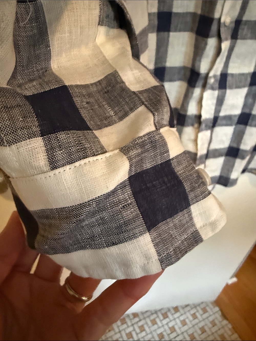Frank & Eileen Women’s Navy and White Check Button-Up Shirt Dress - Picture 7 of 8